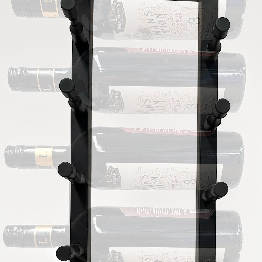 Wall-Mounted Metal Rail Wine Rack with Offset Pegs