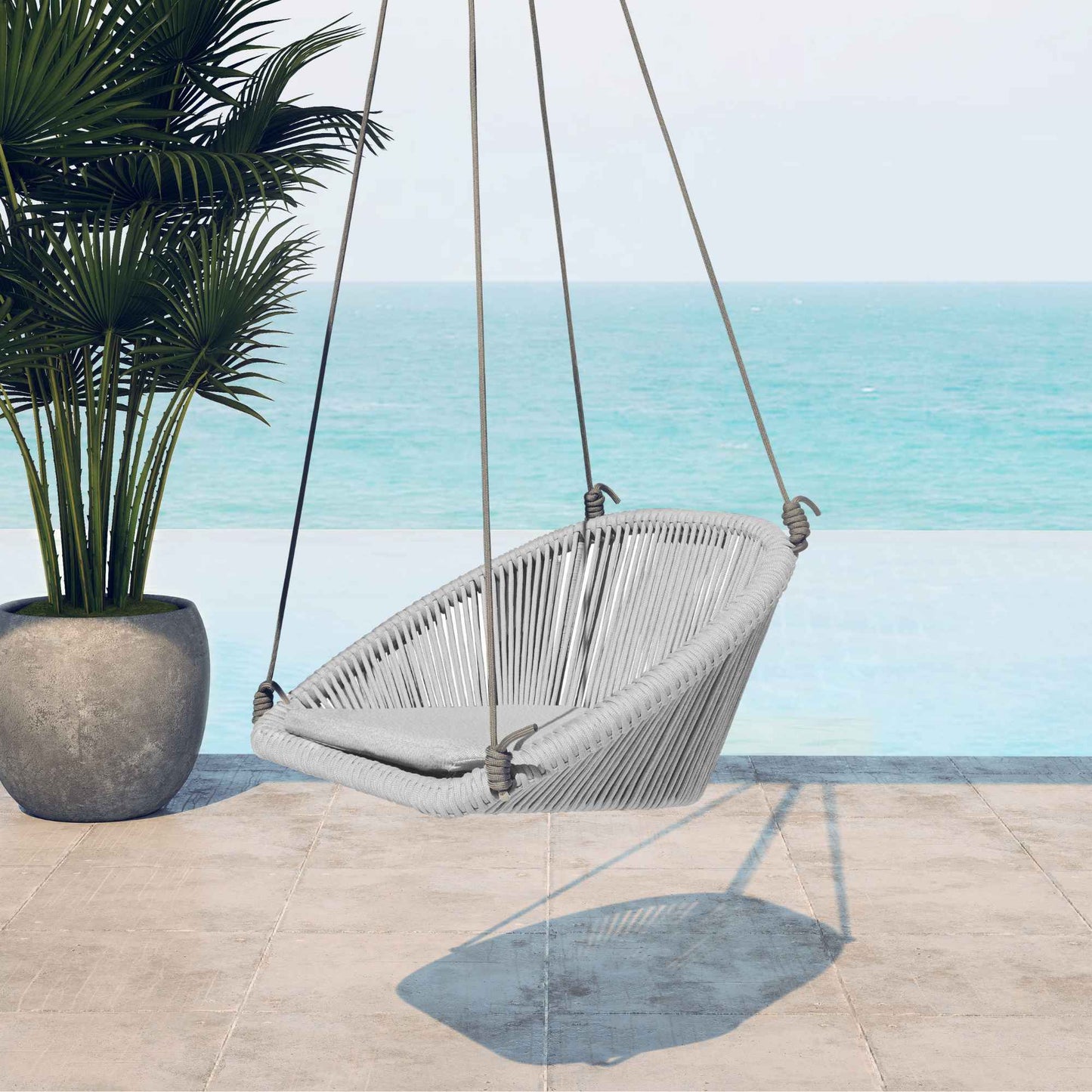 Horizon 8FT Pergola with Lamp, Rodona Hanging Chairs & Aluminum Table
