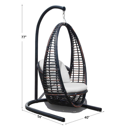 Heri Hanging Chair with Frame and Sunbrella Cushions