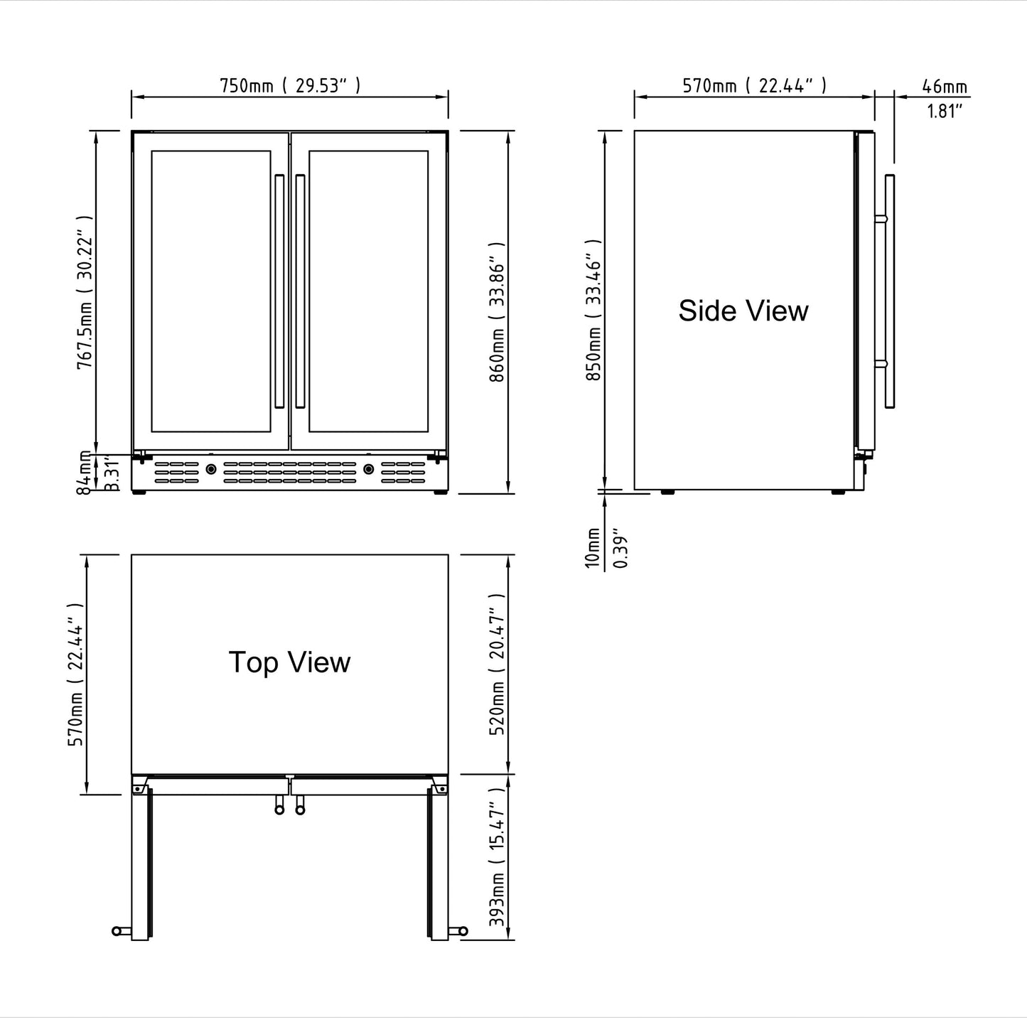 30-inch Dual Zone Wine Cooler with Low-E Glass Door