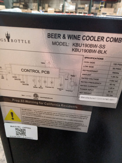 Refurbished - 36" Beer and Wine Cooler Combination with Low-E Glass Door - Stainless Steel Door