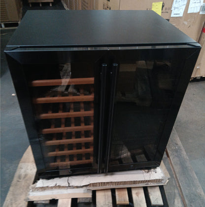Refurbished - 30" Under Counter Low-E Glass Door Wine and Beer Cooler Combo - Glass Door With Black Frame