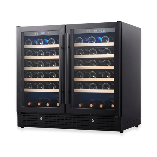 36-inch Under Bench Dual-Zone Wine Cooler with Low-E Glass Door