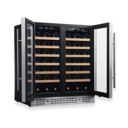 36-inch Under Bench Dual-Zone Wine Cooler with Low-E Glass Door