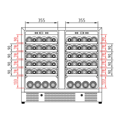 36-inch Under Bench Dual-Zone Wine Cooler with Low-E Glass Door