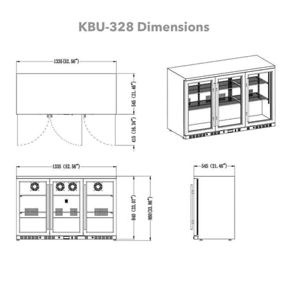 53 Inch Heating Glass 3 Door Large Beverage Refrigerator