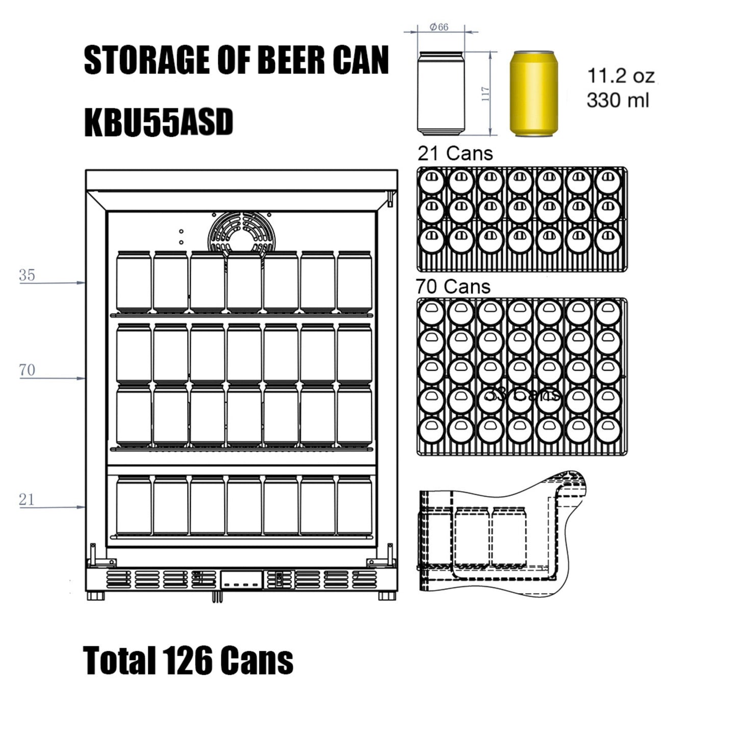 24 Inch Undercounter Beverage Cooler with Heating Glass Door